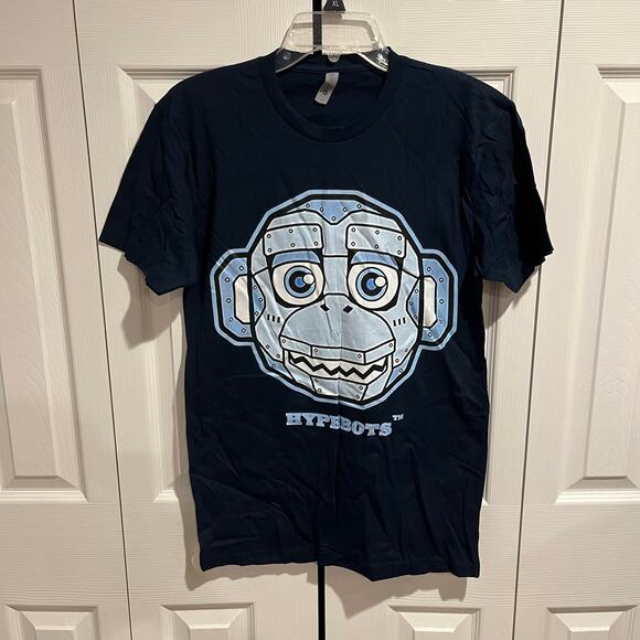 Hypebots Robot Monkey Graphic Tee Black Blue Small - Picture 1 of 5